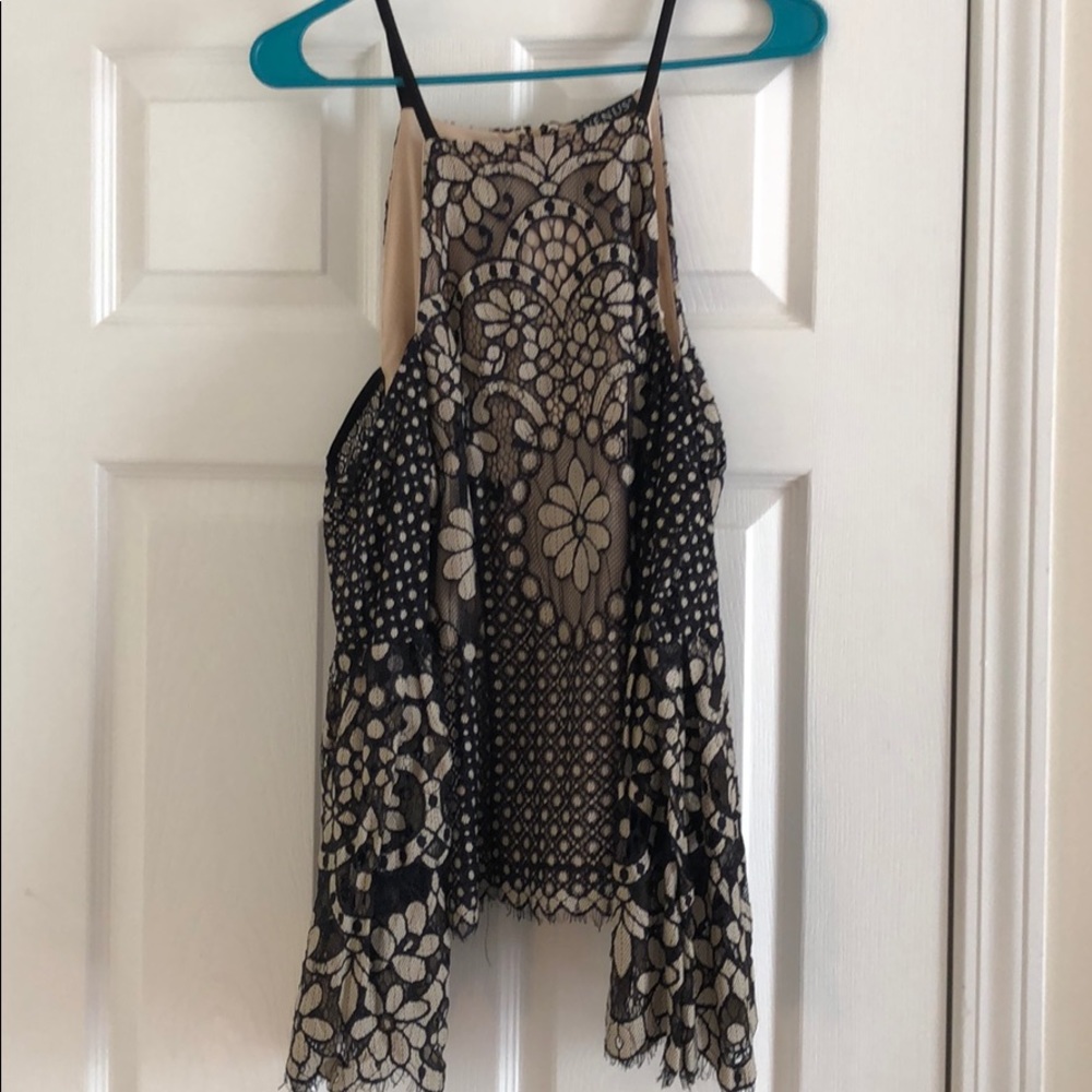 Black lace bell sleeve top